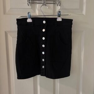 Altared State Black Button Front Skirt Patch Pockets Stretch Knit Size Medium